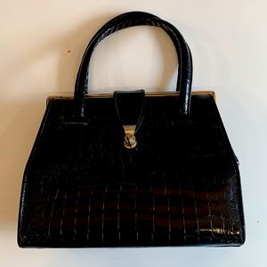 Vintage 1960’s Croc Stamped Leather Handbag